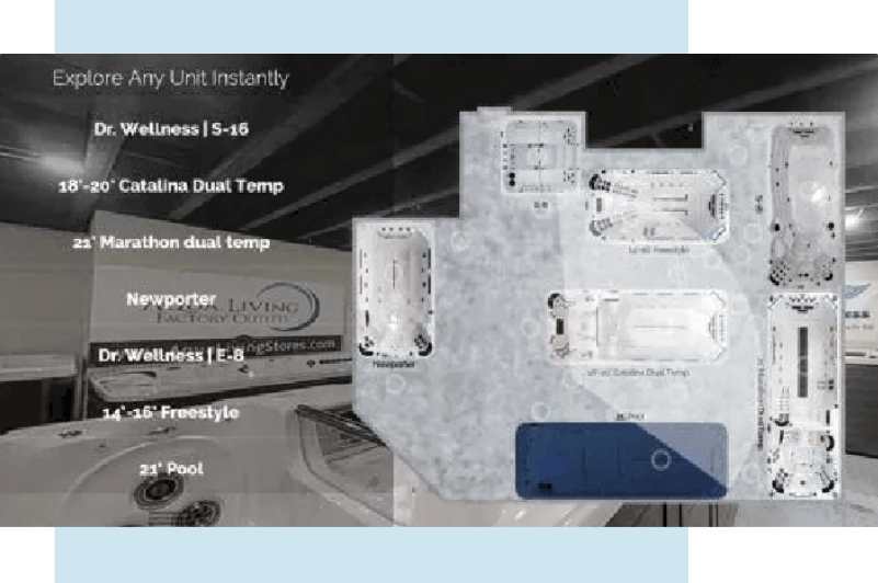 Group 252 Hot tub showroom virtual tour at Aqua Living Factory Outlets